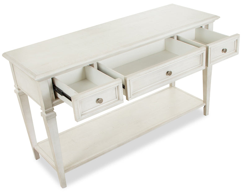 Newman  50\" Traditional Sofa Table with Storage and Shelf - Alabaster White Pine