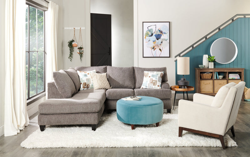 Nofia 2-Piece Chenille Left-Facing Sectional - Charcoal