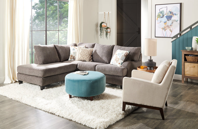 Nofia 2-Piece Chenille Left-Facing Sectional - Charcoal