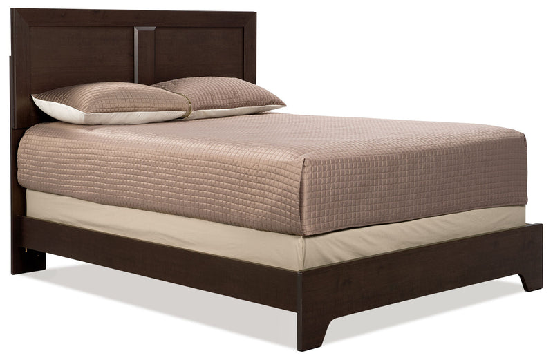 Yorkdale Panel Bed with Headboard & Frame, Made in Canada, Brown - Queen Size 