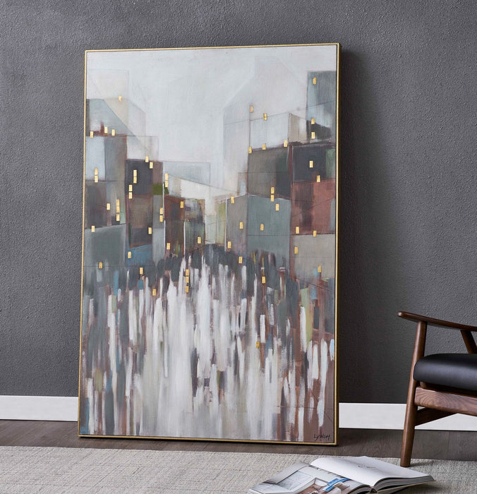 Framed Abstract City Canvas - 40” x 60” 