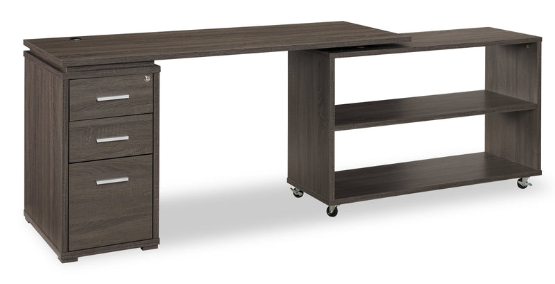 Oliver Corner Desk with Storage and USB Ports - Grey