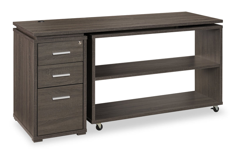 Oliver Corner Desk with Storage and USB Ports - Grey