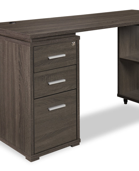 Oliver Corner Desk with Storage and USB Ports - Grey