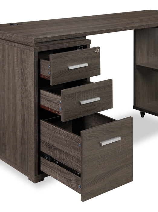 Oliver Corner Desk with Storage and USB Ports - Grey