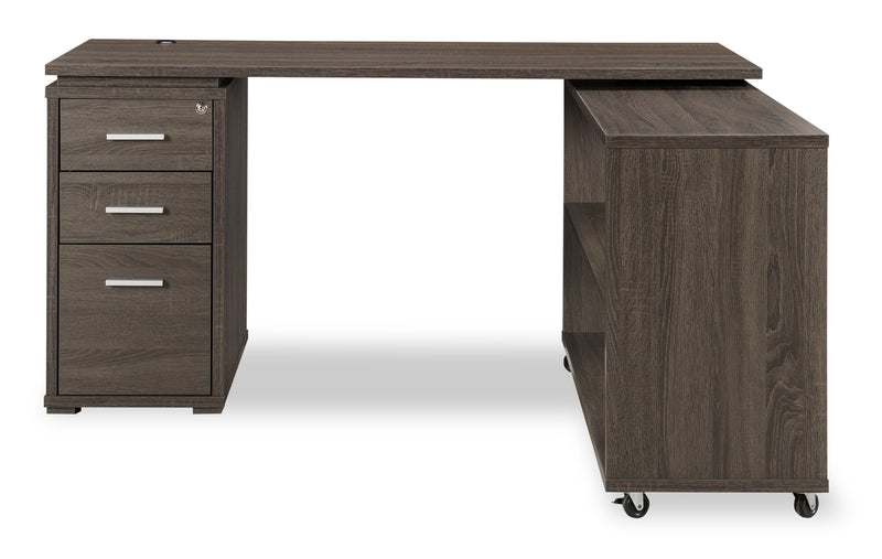 Oliver Corner Desk with Storage and USB Ports - Grey