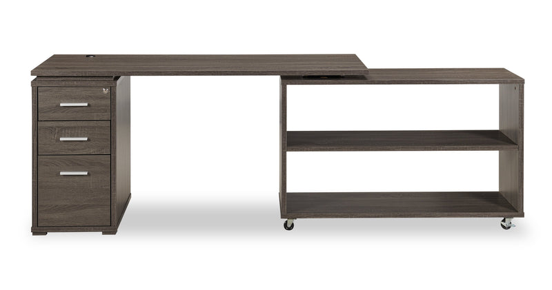 Oliver Corner Desk with Storage and USB Ports - Grey