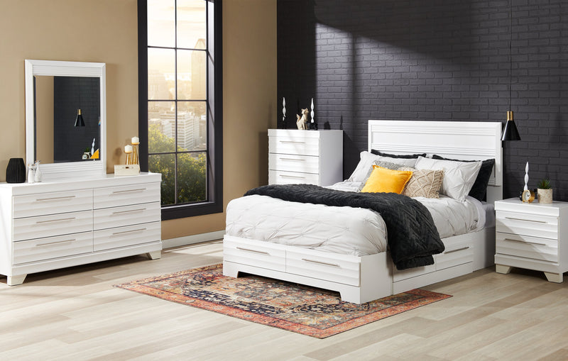 Olivia Full Platform Storage Bed - White