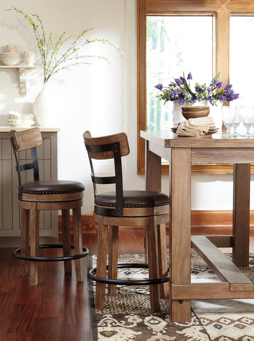 Otis Counter-Height Stool with Swivel Seat & Vegan Leather Fabric, 24\"H, Metal - Brown 