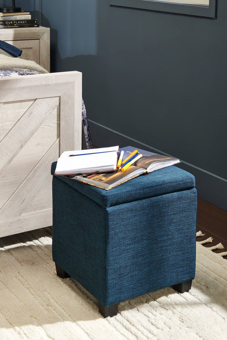 Ottawa Square Fabric Storage Ottoman - Navy