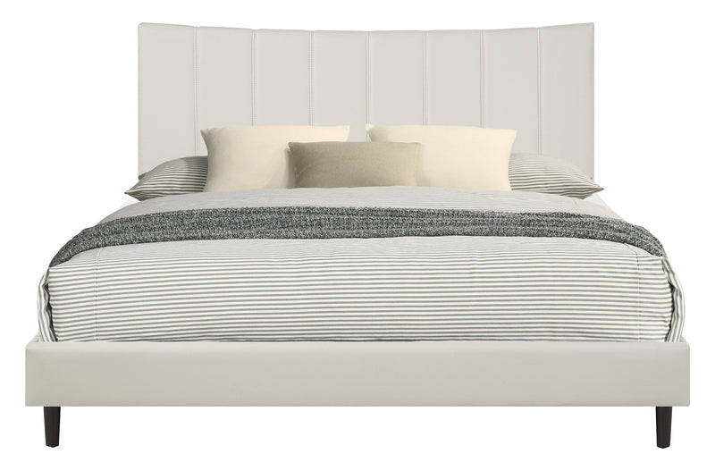 Paseo Platform Bed in Taupe Vegan-Leather Fabric - King Size