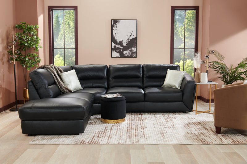 Phebe Velvet Storage Ottoman - Black