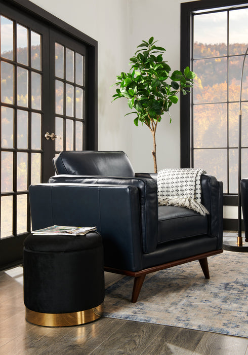 Phebe Velvet Storage Ottoman - Black