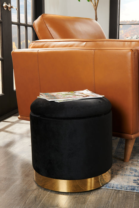 Phebe Velvet Storage Ottoman - Black