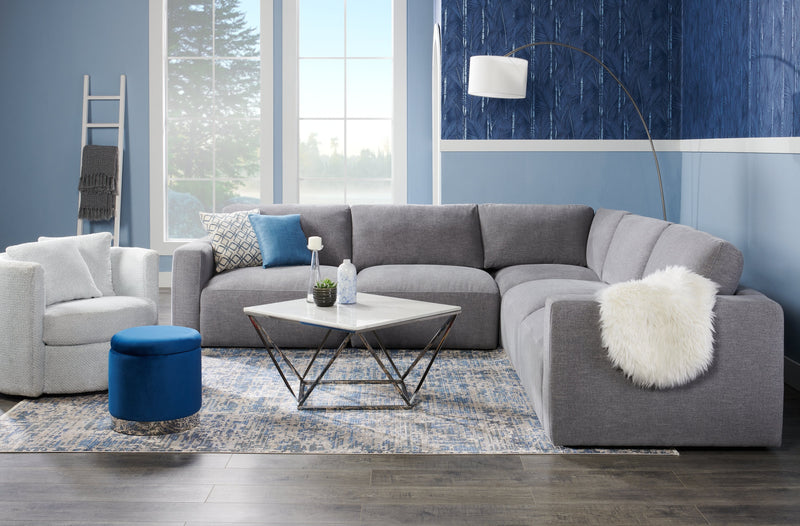 Phebe Velvet Storage Ottoman - Navy