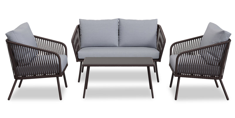 Porto 4-Piece Patio Conversation Set - Black