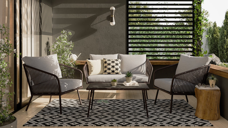 Porto 4-Piece Patio Conversation Set - Black