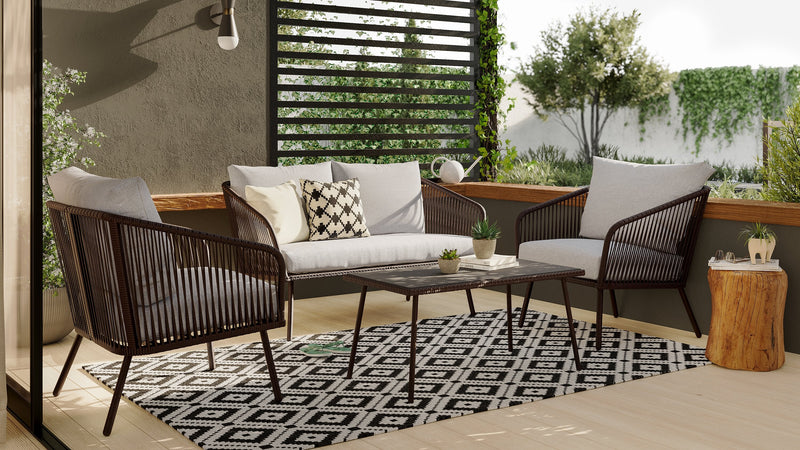 Porto 4-Piece Patio Conversation Set - Black