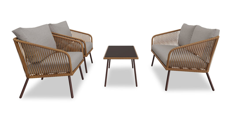 Porto 4-Piece Patio Conversation Set - Brown