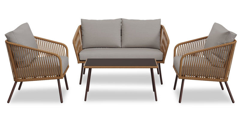 Porto 4-Piece Patio Conversation Set - Brown