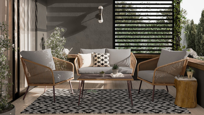 Porto 4-Piece Patio Conversation Set - Brown