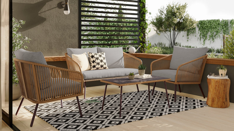 Porto 4-Piece Patio Conversation Set - Brown