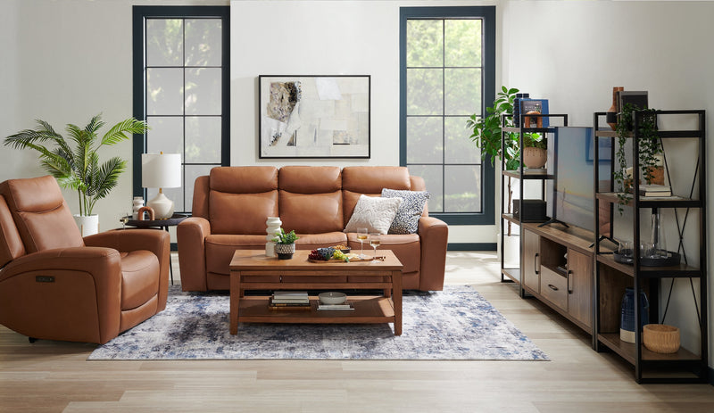 Prescott Genuine Leather Power Reclining Chair - Butternut
