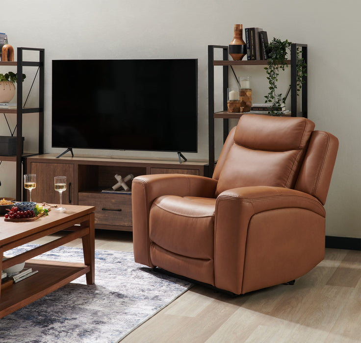 Prescott Genuine Leather Power Reclining Chair - Butternut
