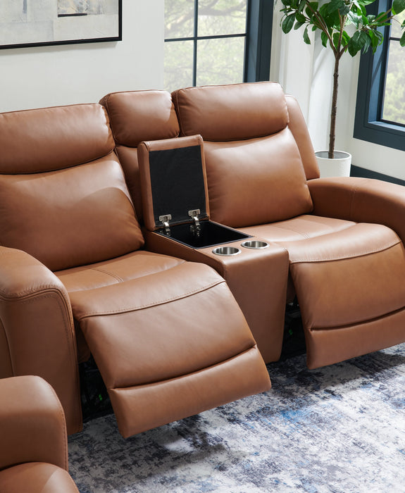 Prescott Genuine Leather Power Reclining Loveseat - Butternut