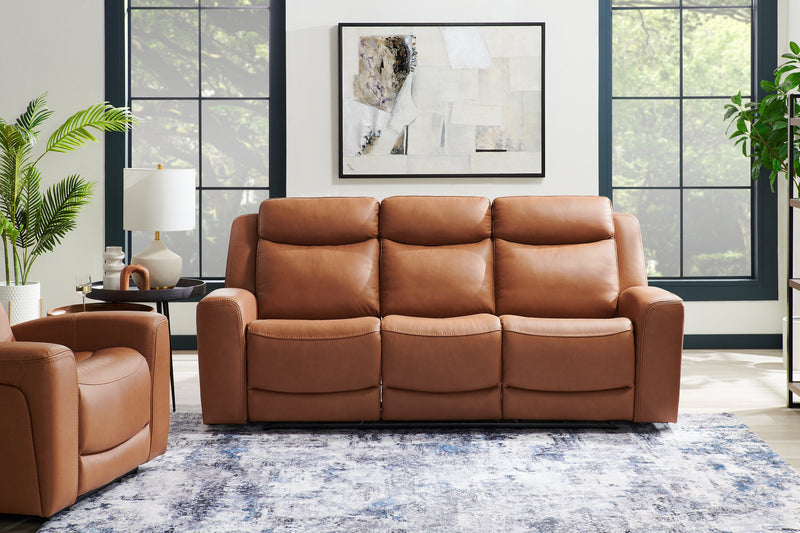 Prescott Genuine Leather Power Reclining Sofa - Butternut