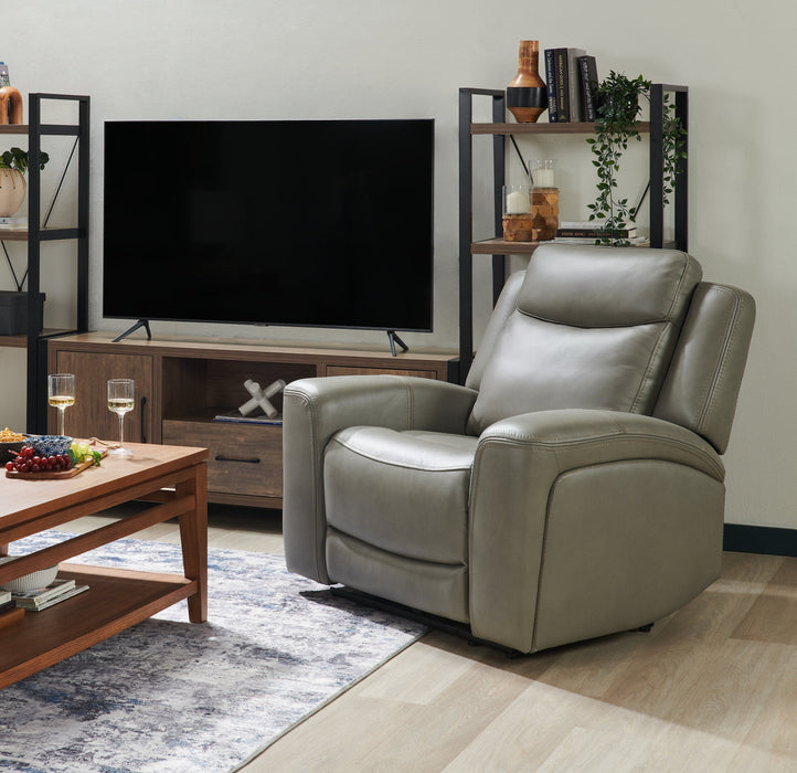Prescott Genuine Leather Power Reclining Chair - Grey
