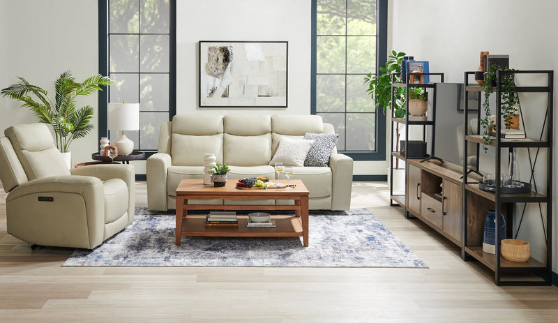Prescott Genuine Leather Power Reclining Chair - Platinum