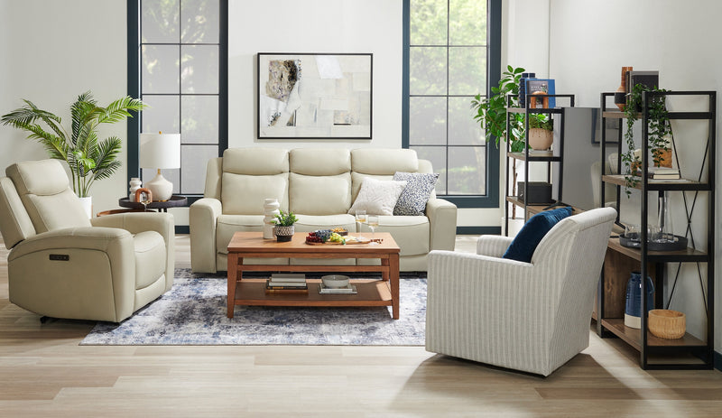Prescott Genuine Leather Power Reclining Sofa – Platinum