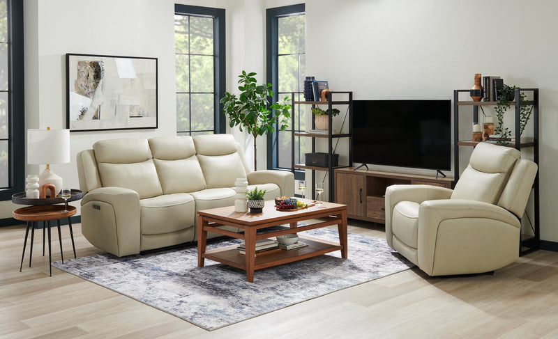 Prescott Genuine Leather Power Reclining Sofa – Platinum