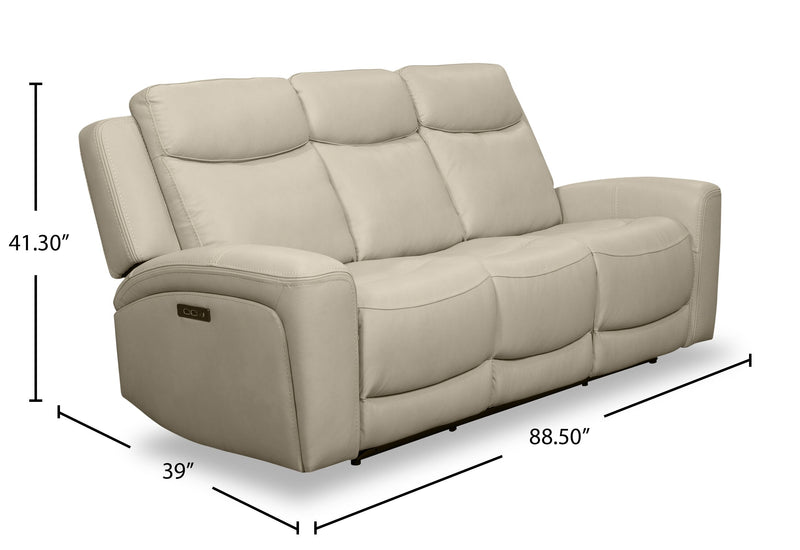 Prescott Genuine Leather Power Reclining Sofa – Platinum