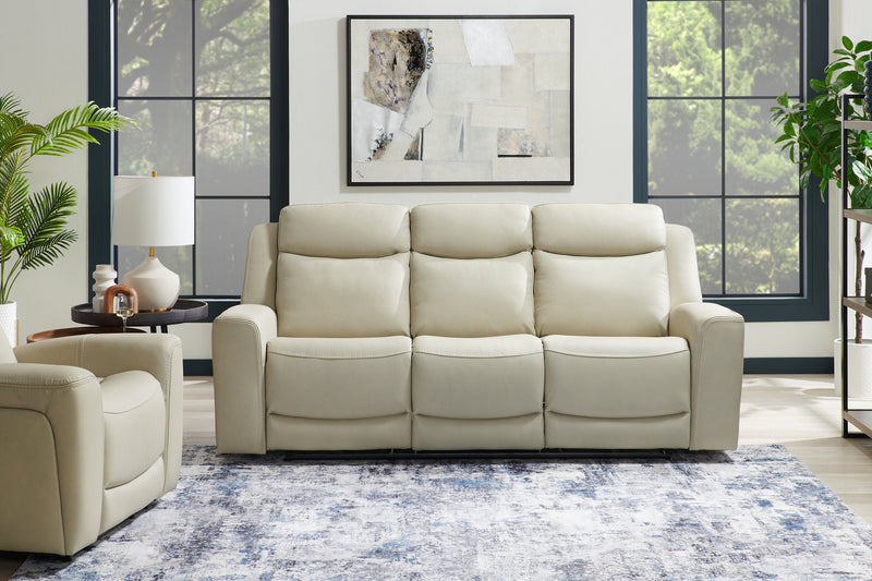 Prescott Genuine Leather Power Reclining Sofa – Platinum