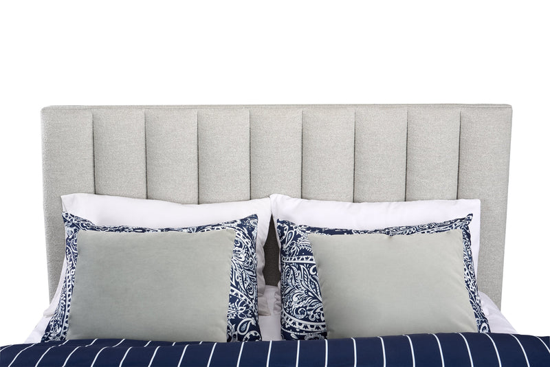 Kort & Co. Rain Upholstered Platform Bed in Taupe Fabric, Tufted - Queen Size