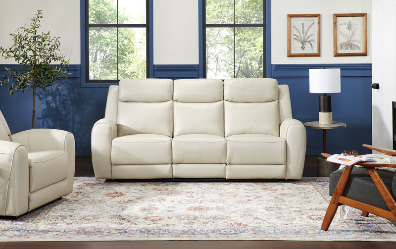 Reign 87\" Deltona Moonshine Taupe Top-Grain Genuine Leather Power Reclining Sofa with USB Port
