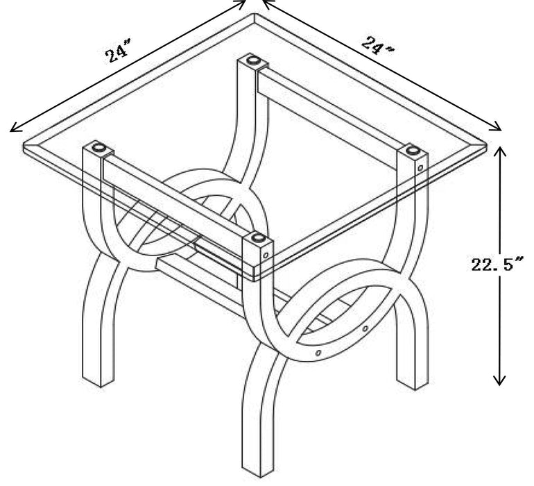 Ricci  24\" Modern Glass Top End Table - Glass with Espresso Finished Legs