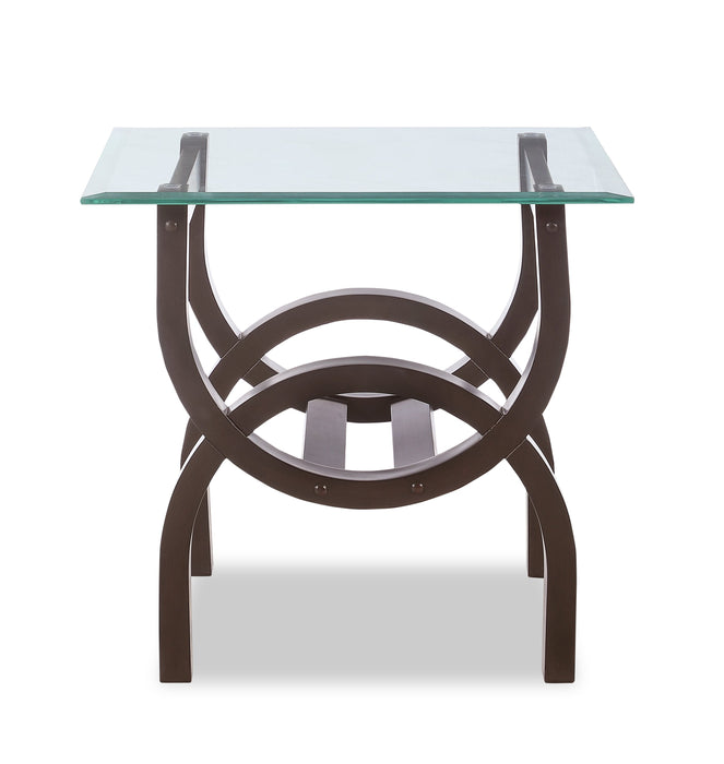 Ricci  24\" Modern Glass Top End Table - Glass with Espresso Finished Legs
