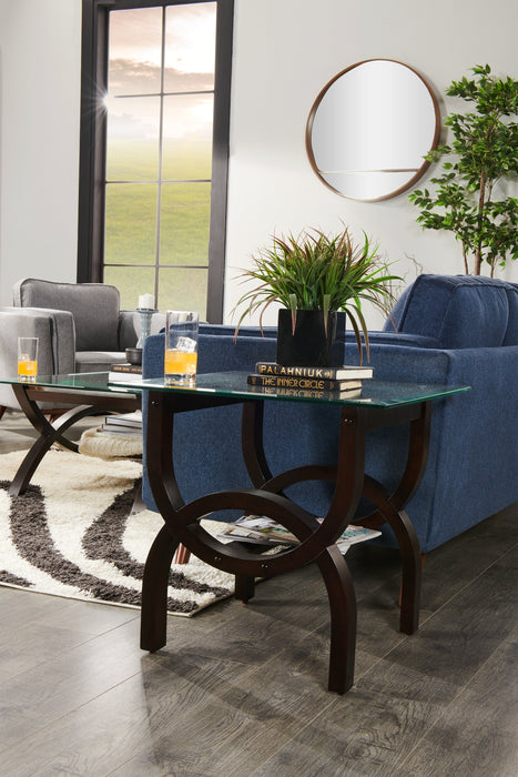 Ricci  24\" Modern Glass Top End Table - Glass with Espresso Finished Legs