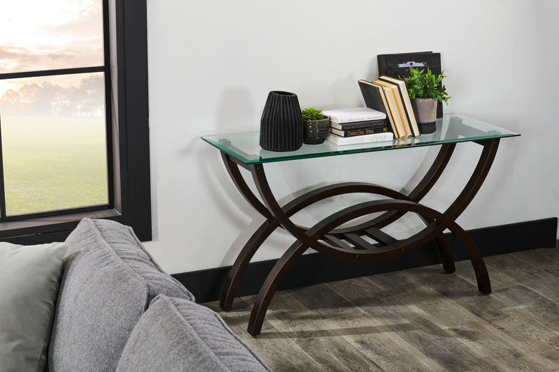Ricci 48\" Modern Glass Top Sofa Table - Brown with Arched Legs