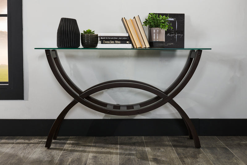 Ricci 48\" Modern Glass Top Sofa Table - Brown with Arched Legs