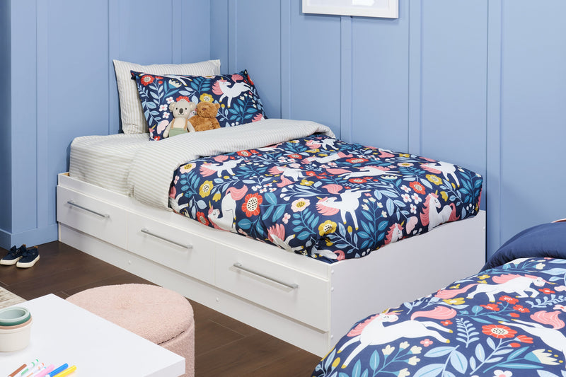 Riley Twin Mates Bed – White