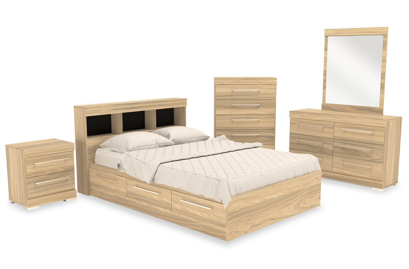 Riley Full Mates Bed with Bookcase Headboard - Natural