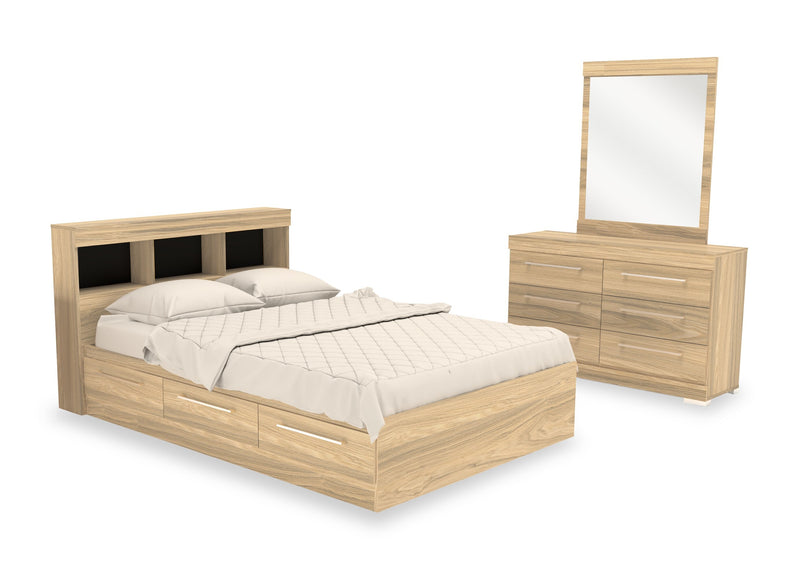 Riley 5-Piece Full Mates Bed with Headboard Bedroom Set – Natural