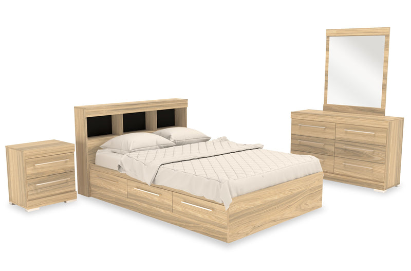 Riley 6-Piece Full Mates Bed with Headboard Bedroom Set – Natural