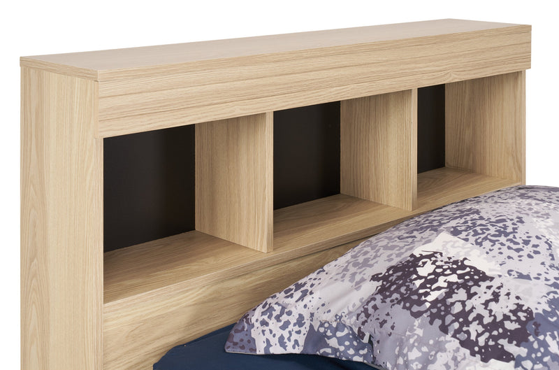 Riley Twin Mates Bed with Bookcase Headboard - Natural