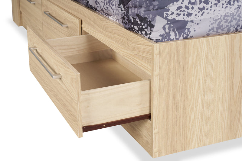 Riley Twin Mates Bed with Bookcase Headboard - Natural