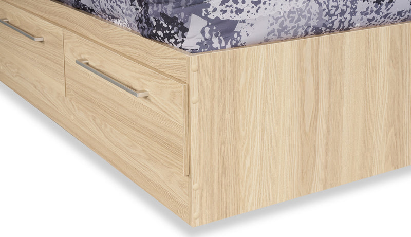 Riley Twin Mates Bed with Bookcase Headboard - Natural